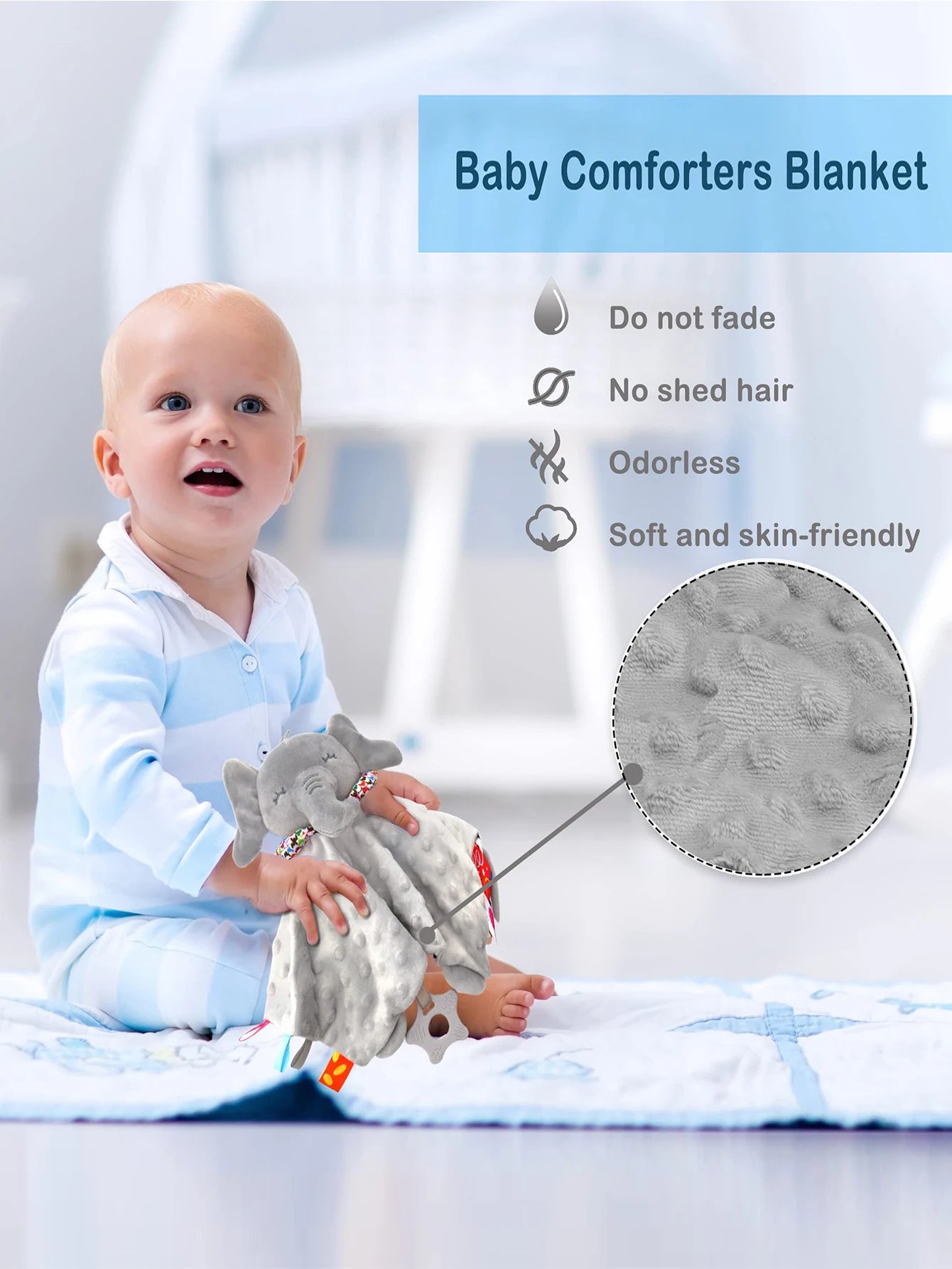 Elephant Baby Comforter Blanket Soft Sleeping Towel Toy