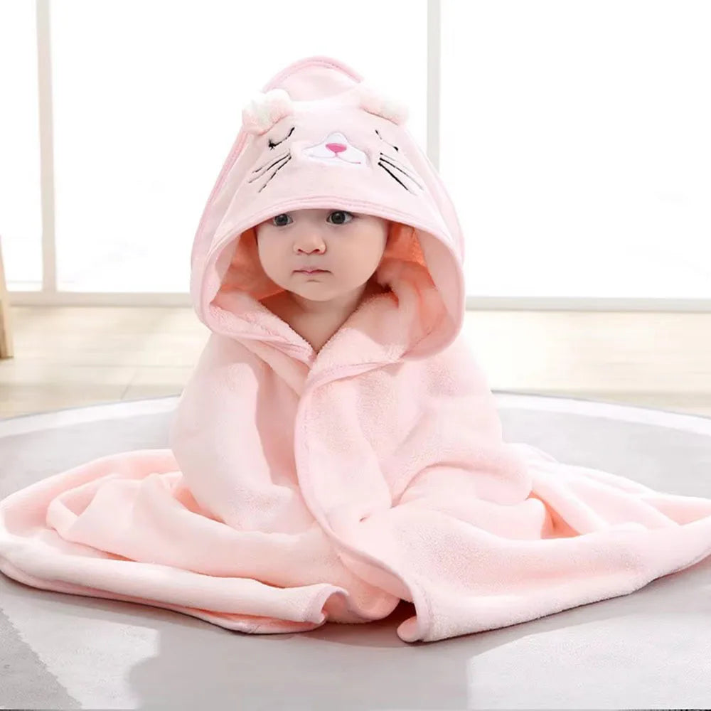 Cartoon Animal Hooded Soft Baby Bath Towel for Toddlers