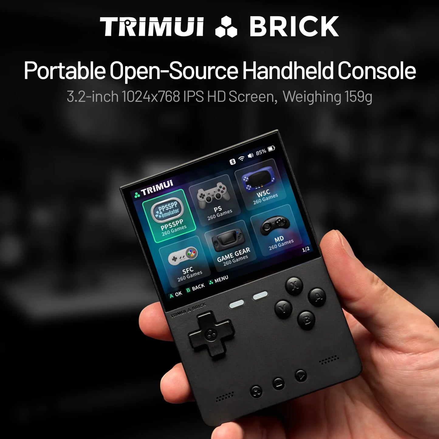 Trimui Brick Handheld Console 3.25 Inch IPS Screen Linux