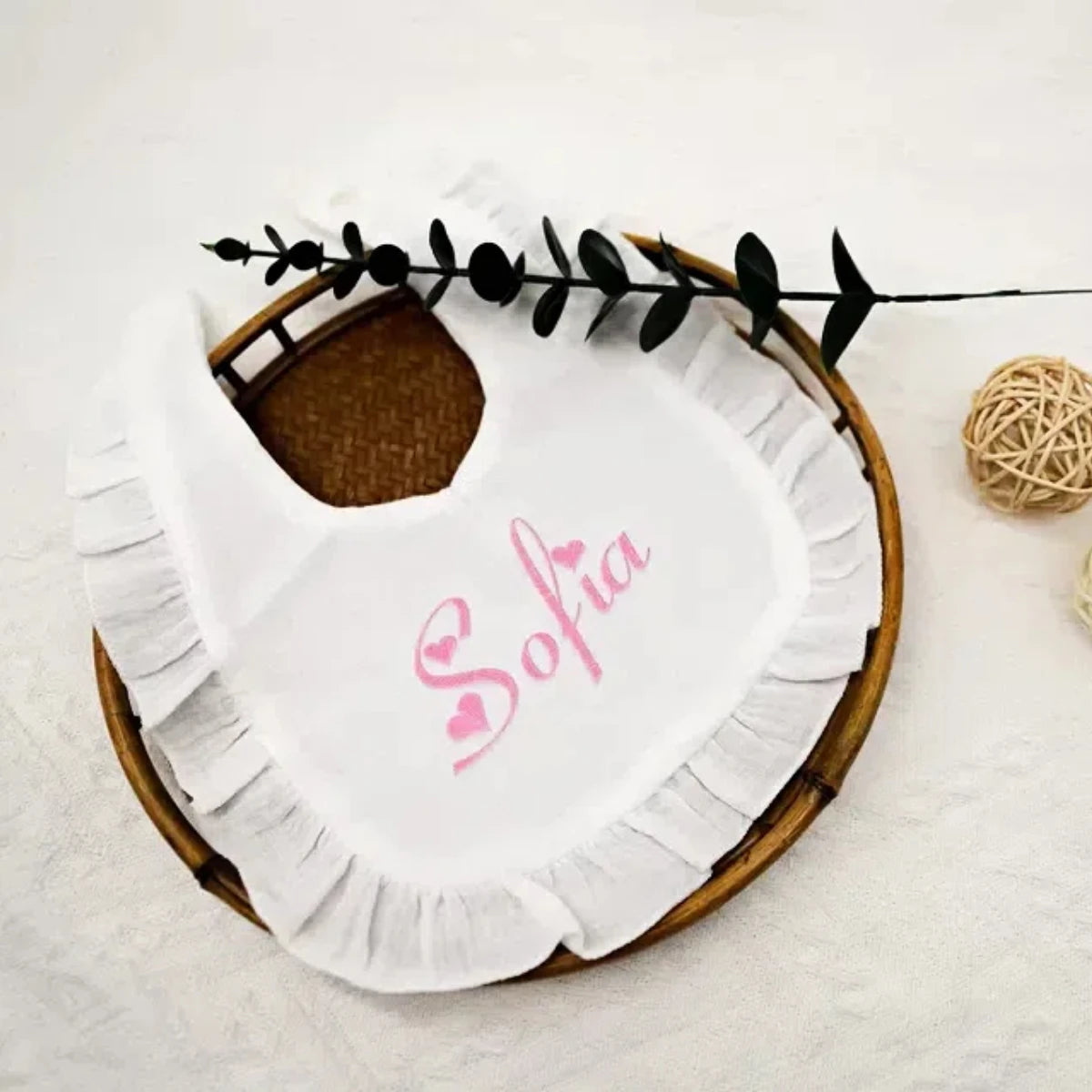 Personalized Name Embroidered Newborn Bib And Burp Cloth
