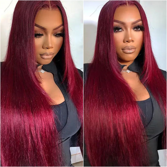 Burgundy Lace Front Wig 13x6 HD Transparent 28 32 36 Inches