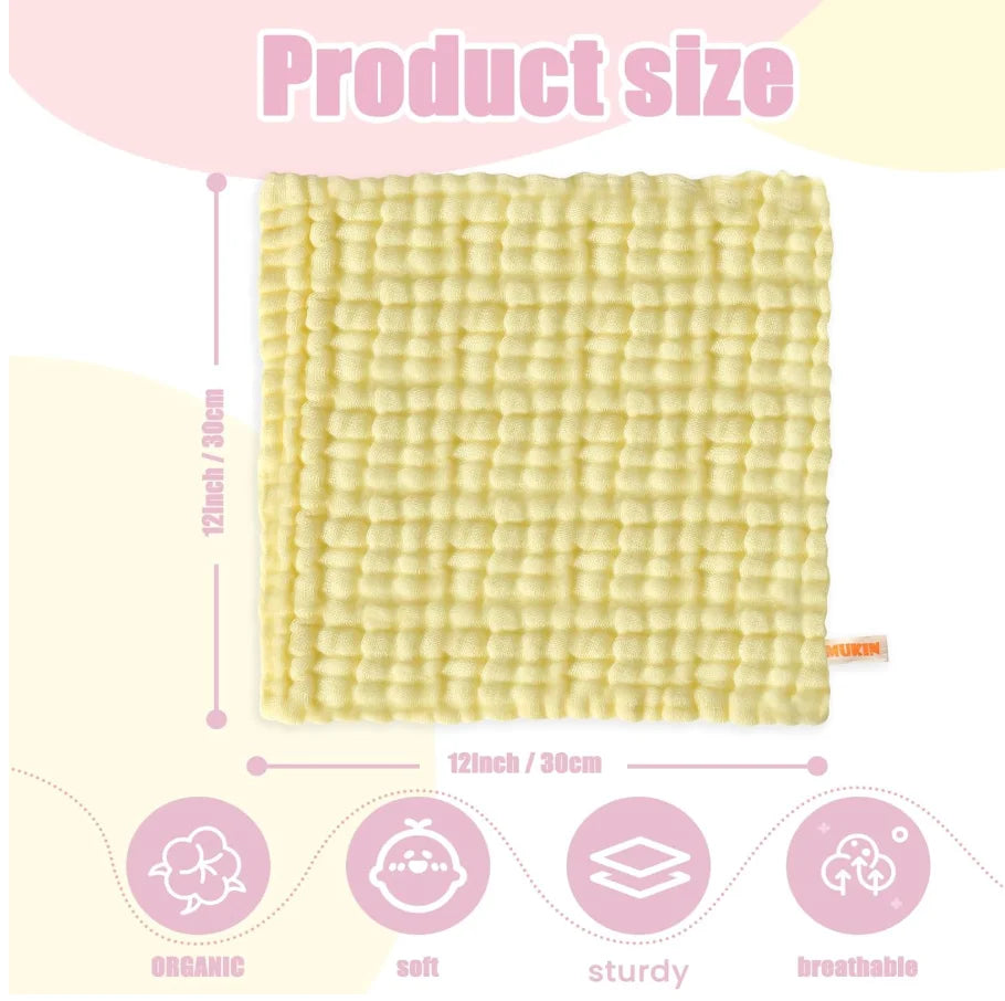 Natural Cotton Baby Washcloths 5 Pack Towels Sensitive Skin
