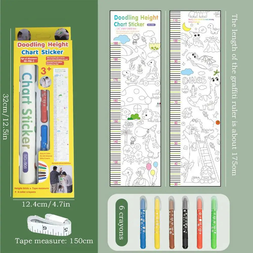 Kids Height Chart Doodling Ruler Wall Sticker Nursery