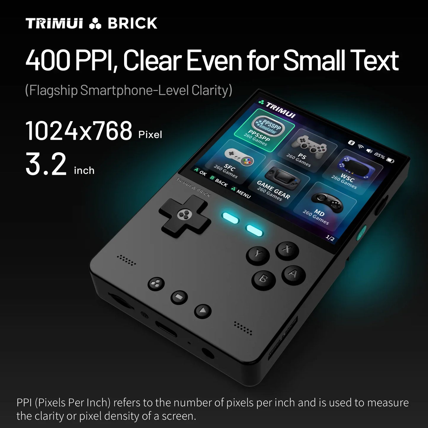 Trimui Brick Handheld Console 3.25 Inch IPS Screen Linux