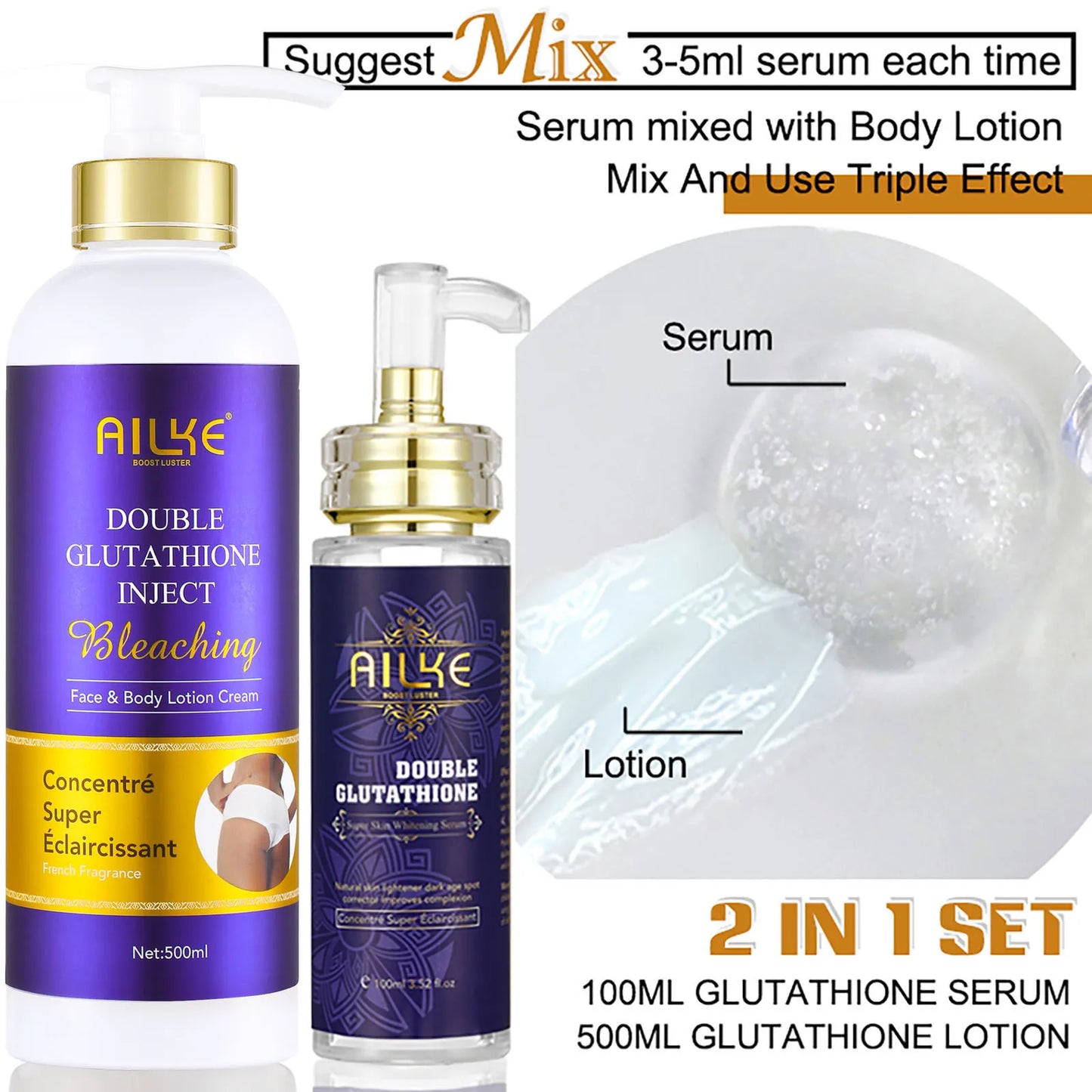 AILKE Brightening Face And Body Whitening Serum Glutathione