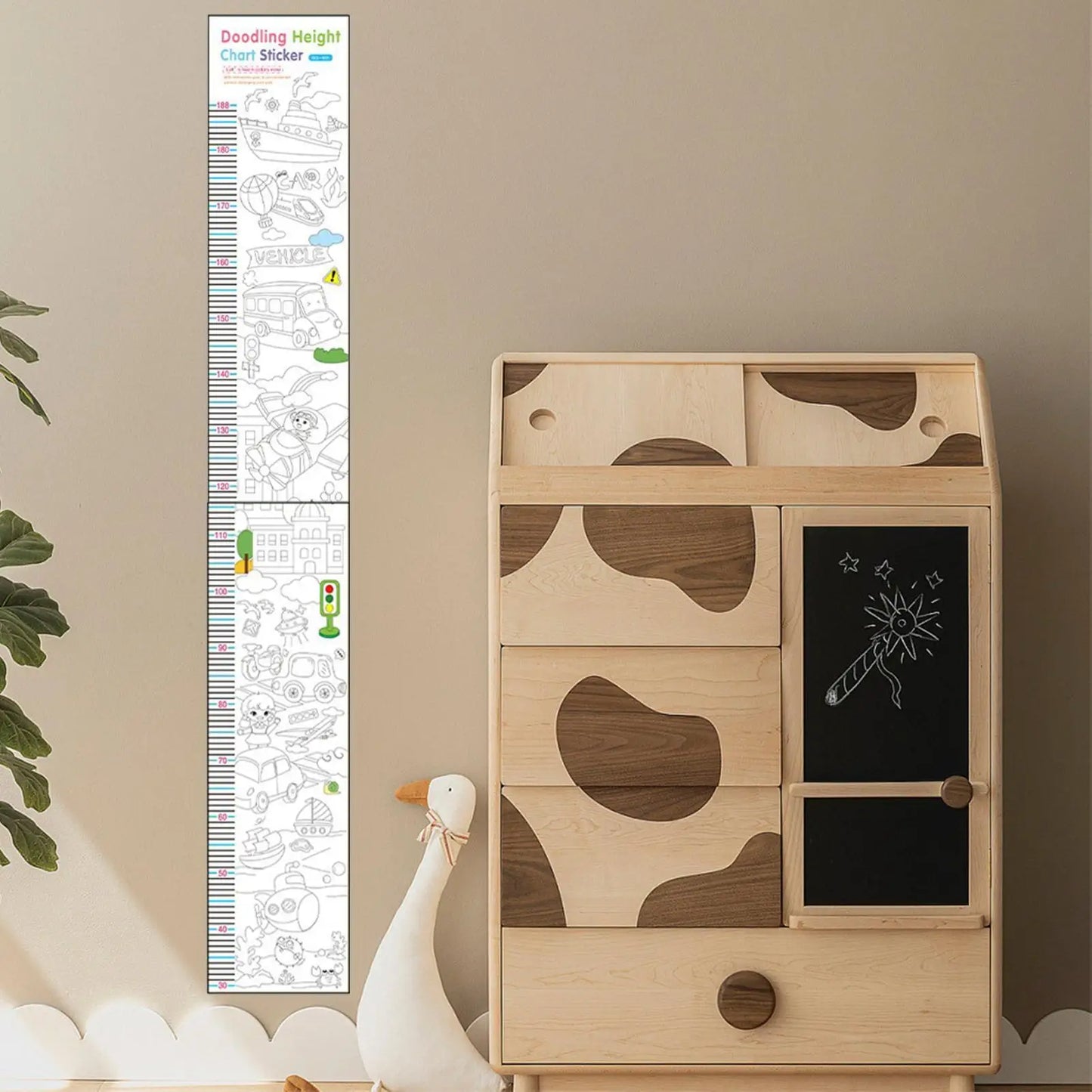 Kids Height Chart Doodling Ruler Wall Sticker Nursery