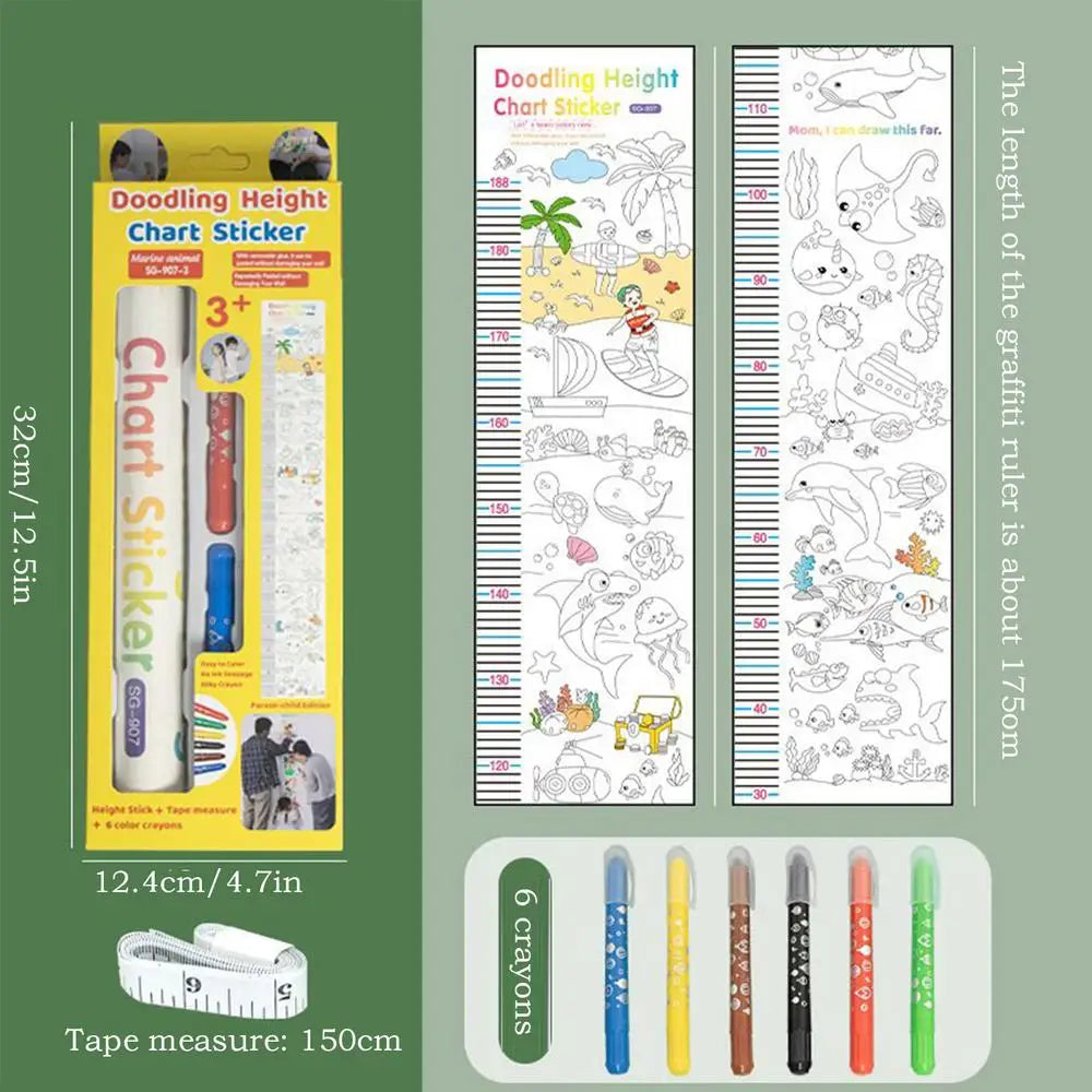 Kids Height Chart Doodling Ruler Wall Sticker Nursery