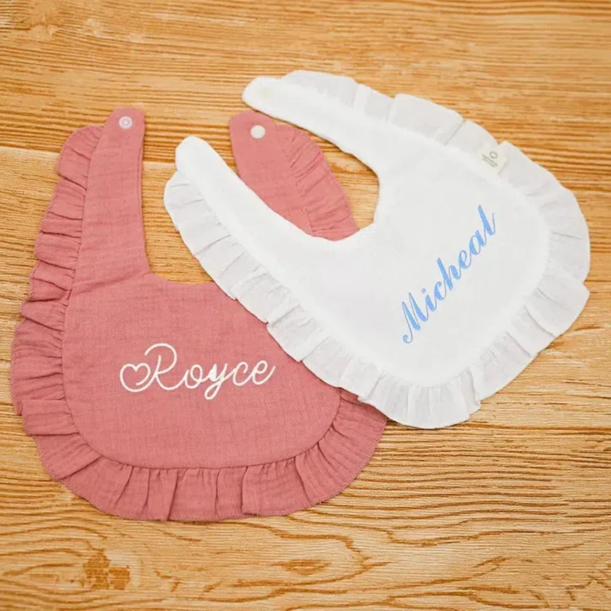 Personalized Name Embroidered Newborn Bib And Burp Cloth