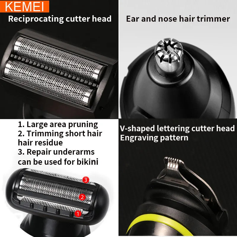 Kemei Electric Hair Clipper Kit Beard Trimmer For Men
