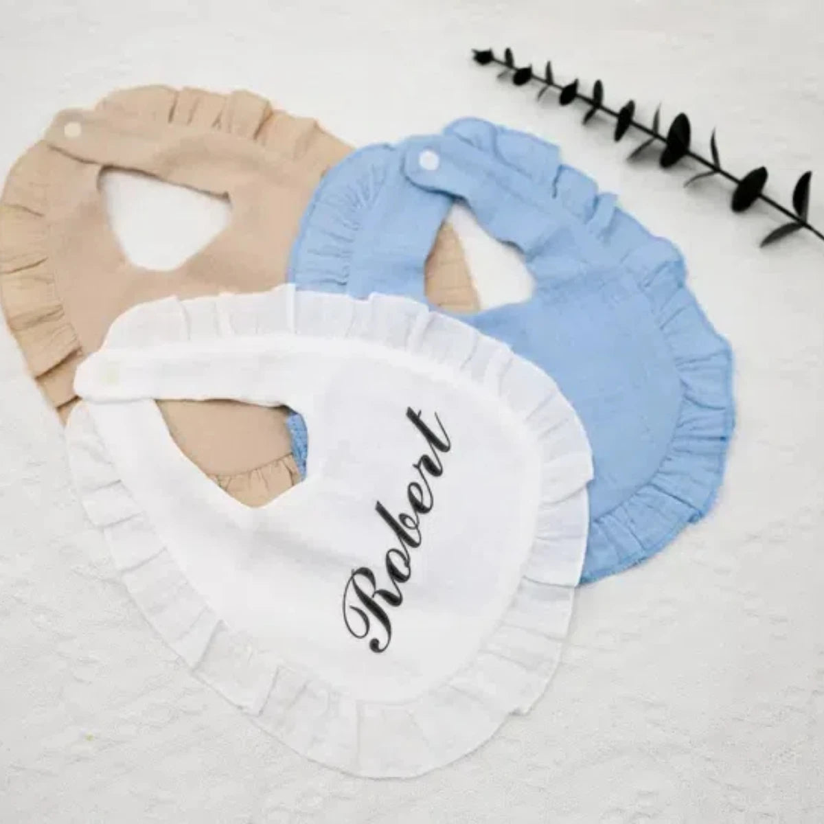 Personalized Name Embroidered Newborn Bib And Burp Cloth