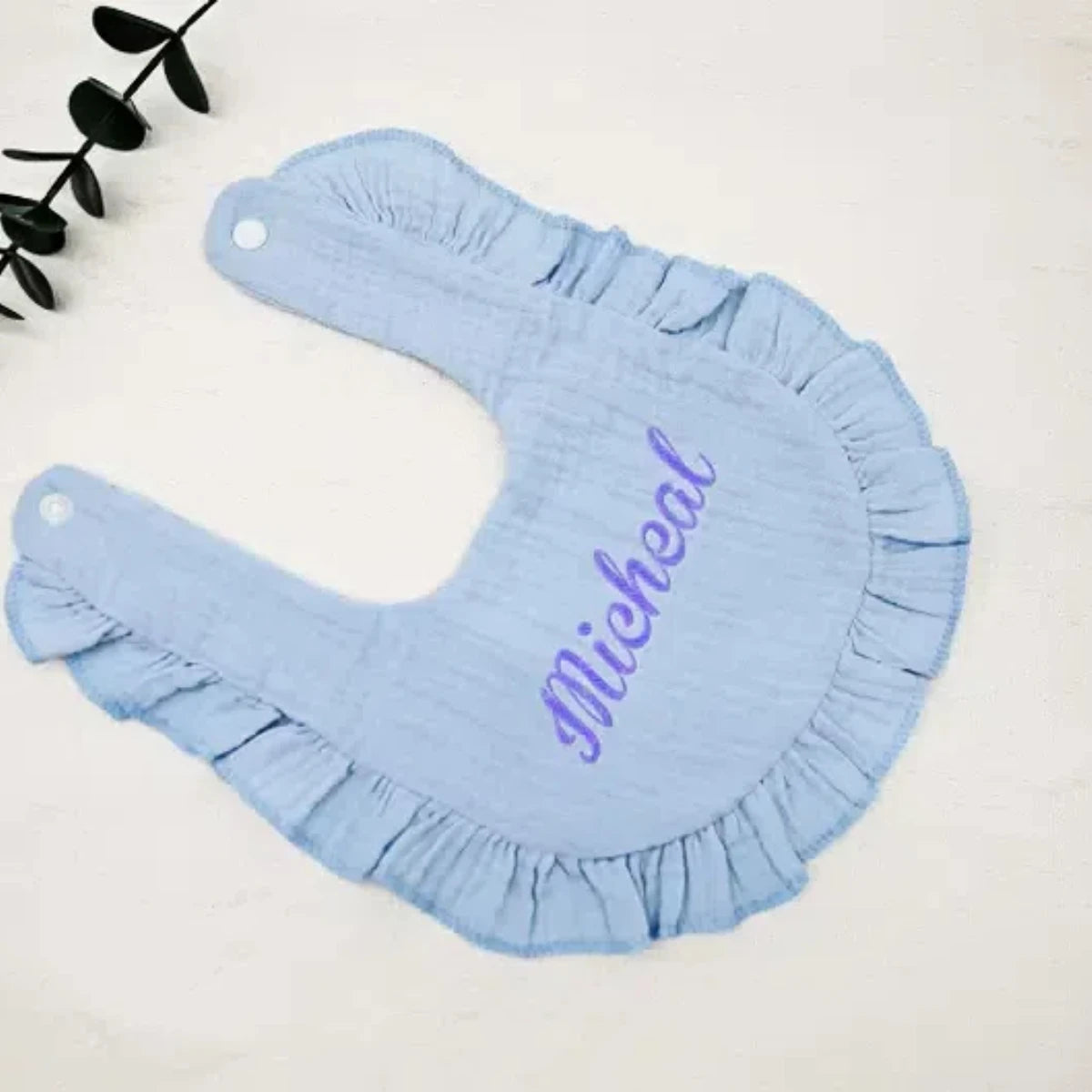 Personalized Name Embroidered Newborn Bib And Burp Cloth