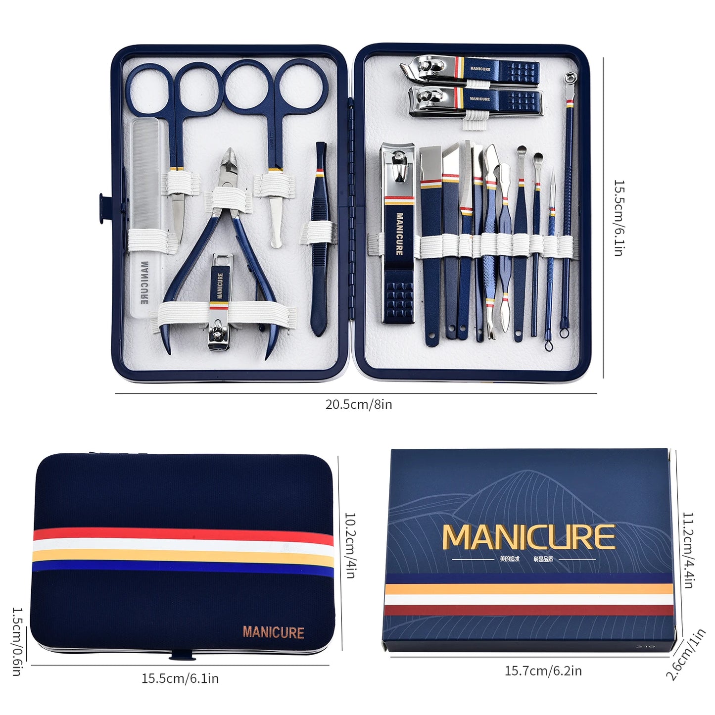 Nail Cutter Set 19 Pcs Stainless Steel Nail Clippers Bag