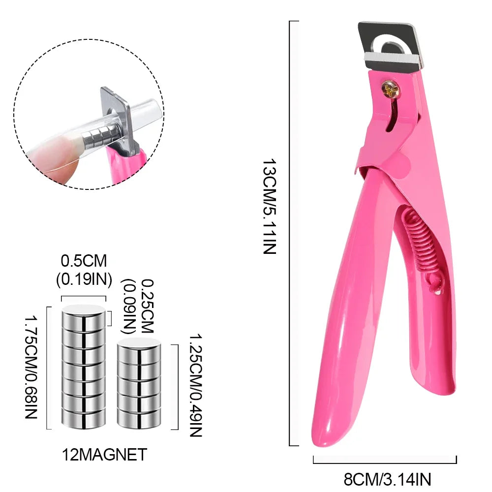Acrylic Nail Cutter Stainless Steel Clipper Kit 12 Magnets