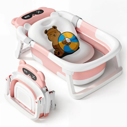 Foldable Baby Bath Tub With Soft Cushion And Drain Hole