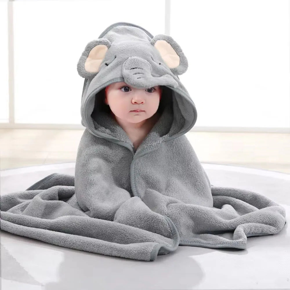 Cartoon Animal Hooded Soft Baby Bath Towel for Toddlers