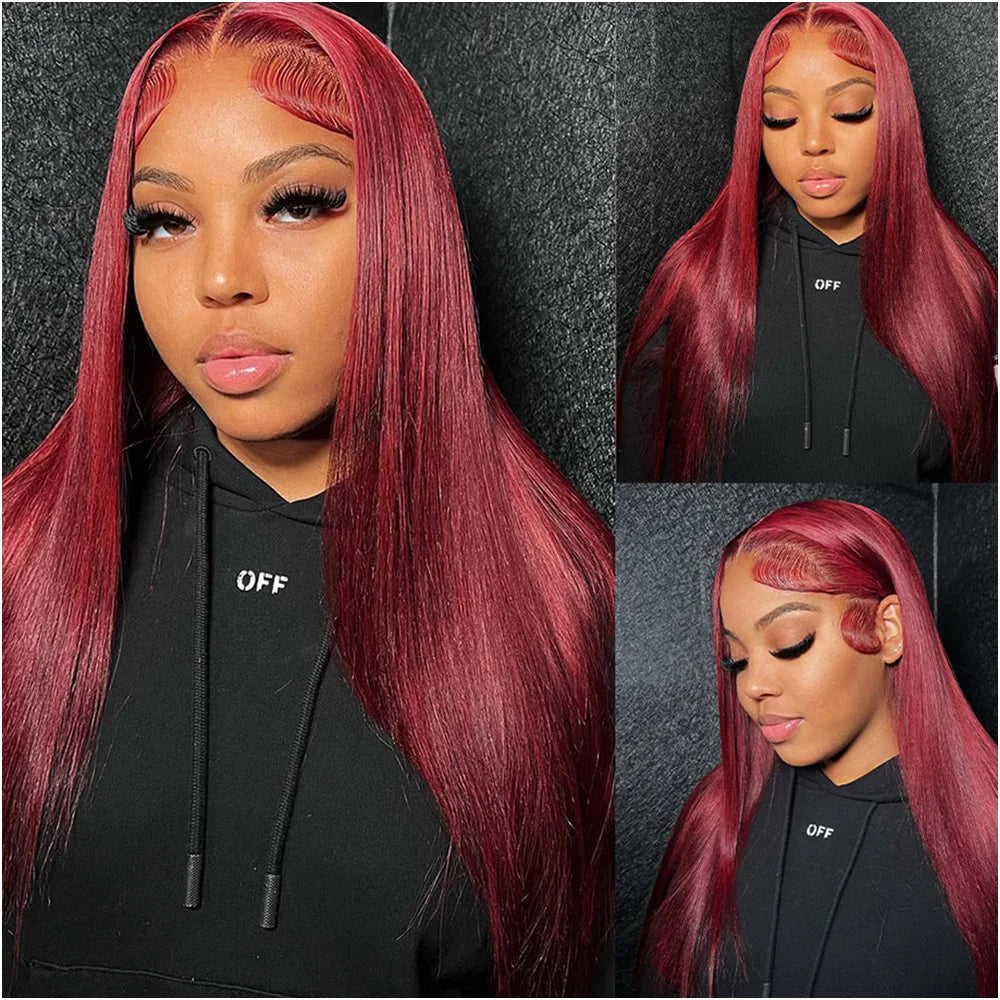 Burgundy Lace Front Wig 13x6 HD Transparent 28 32 36 Inches