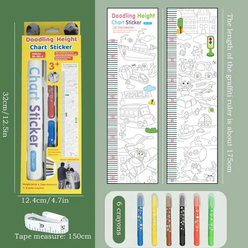 Kids Height Chart Doodling Ruler Wall Sticker Nursery