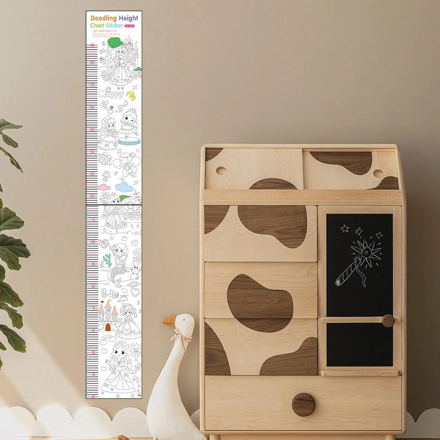 Kids Height Chart Doodling Ruler Wall Sticker Nursery