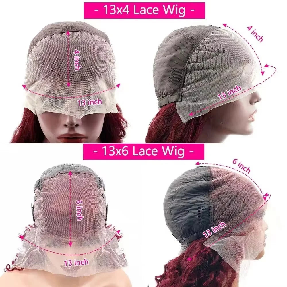 Burgundy Lace Front Wig 13x6 HD Transparent 28 32 36 Inches