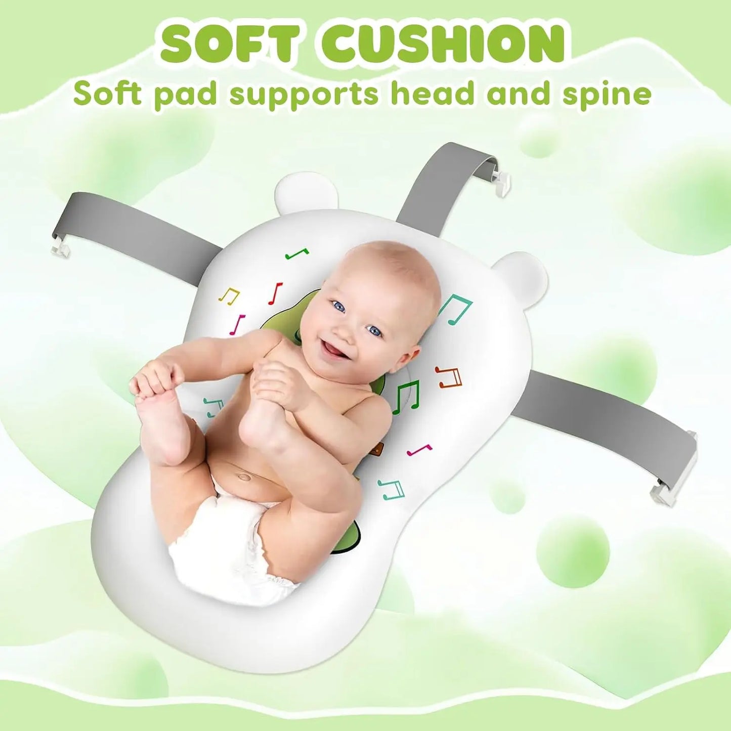 Foldable Baby Bathtub With Cushion Thermometer Shower Cap