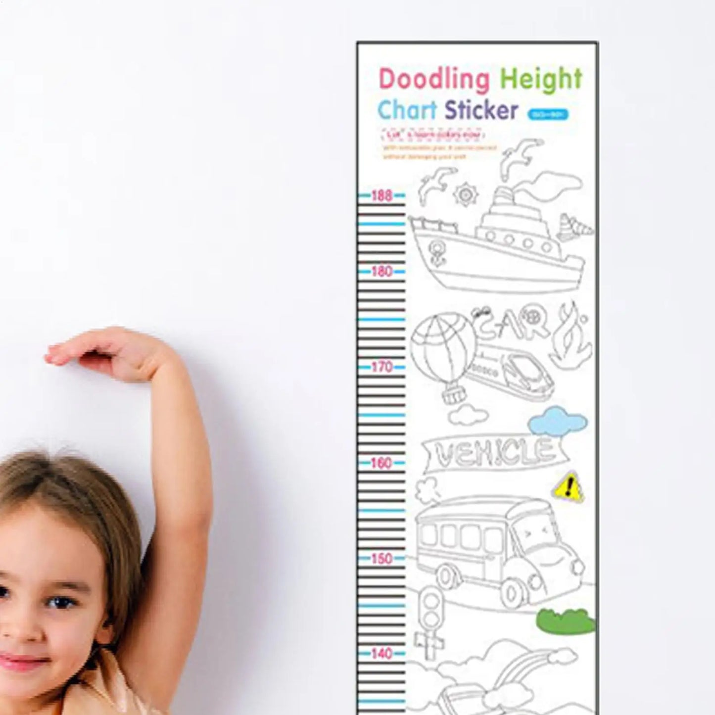 Kids Height Chart Doodling Ruler Wall Sticker Nursery