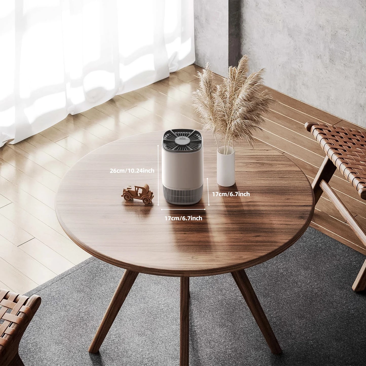 AROEVE Air Purifier For Bedroom 215 Sq Ft Odor Dust Removal