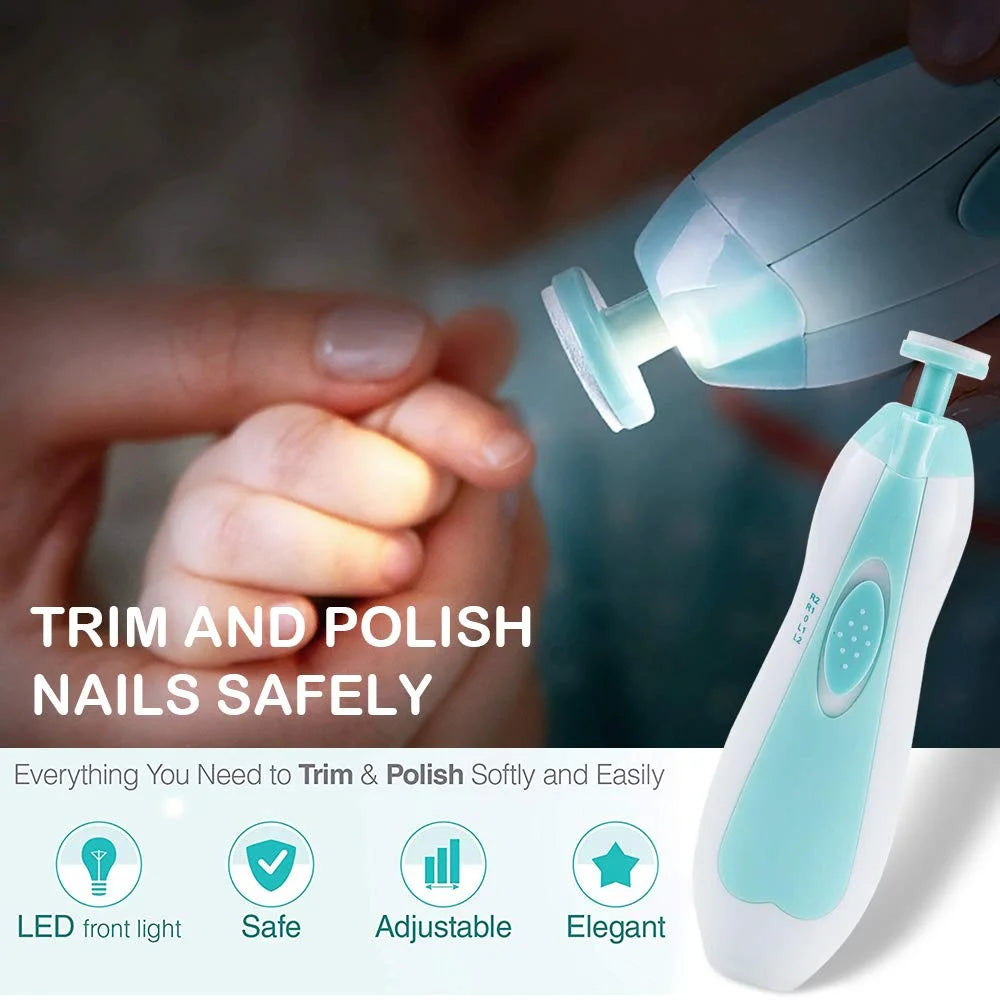 MamiJoy Electric Baby Nail Clipper Led Light Trimmer 4Speed