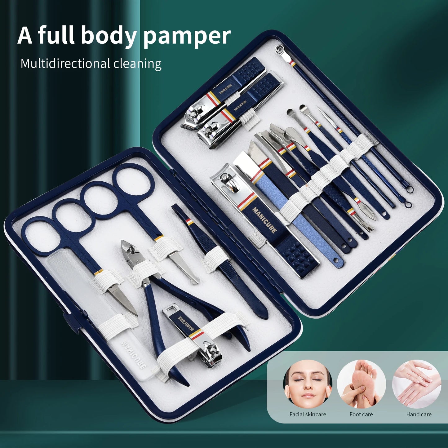 Nail Cutter Set 19 Pcs Stainless Steel Nail Clippers Bag