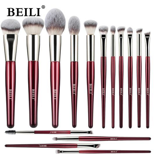 BEILI 15Pcs Eyeshadow Brush Set Premium Synthetic Makeup