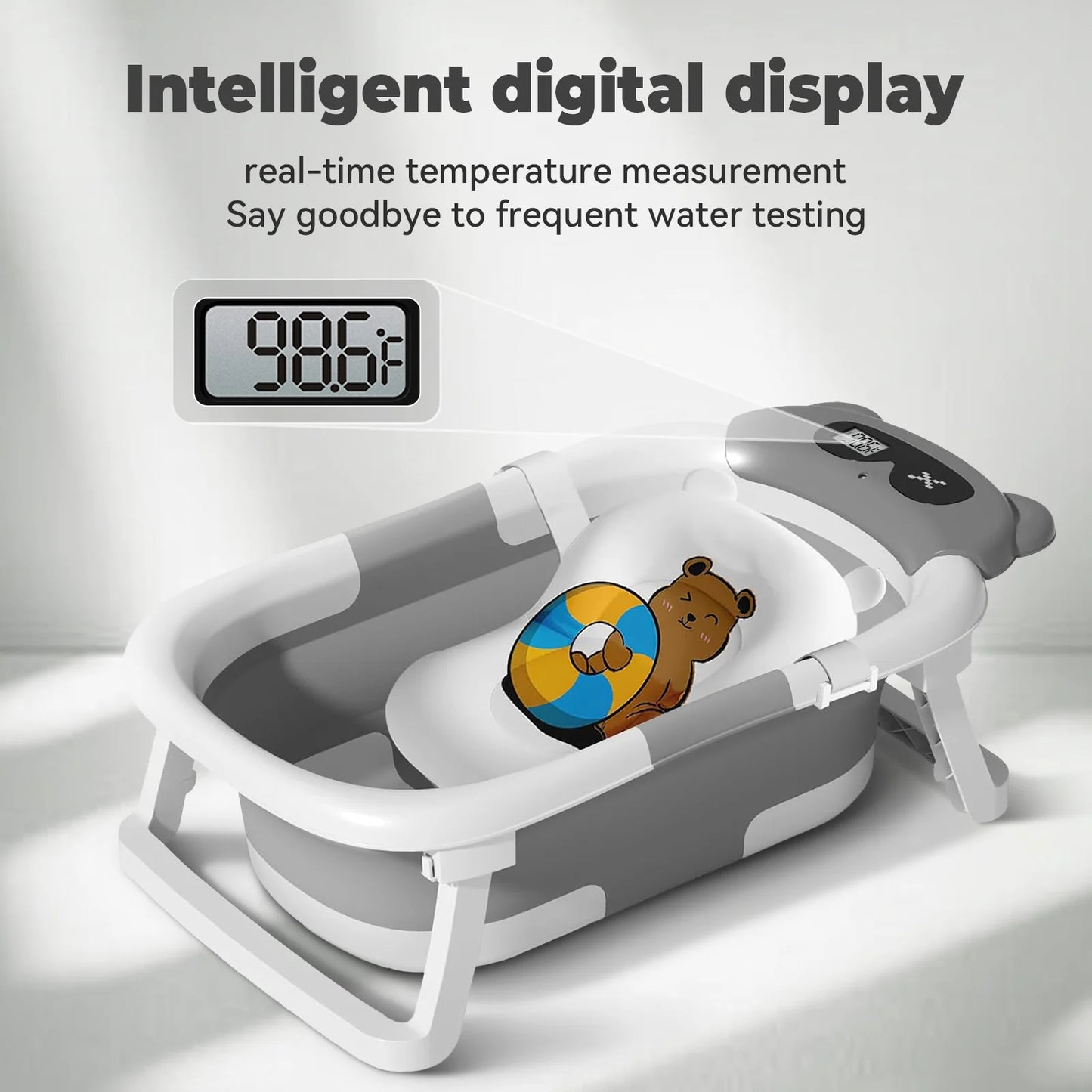Foldable Baby Bath Tub With Soft Cushion And Drain Hole