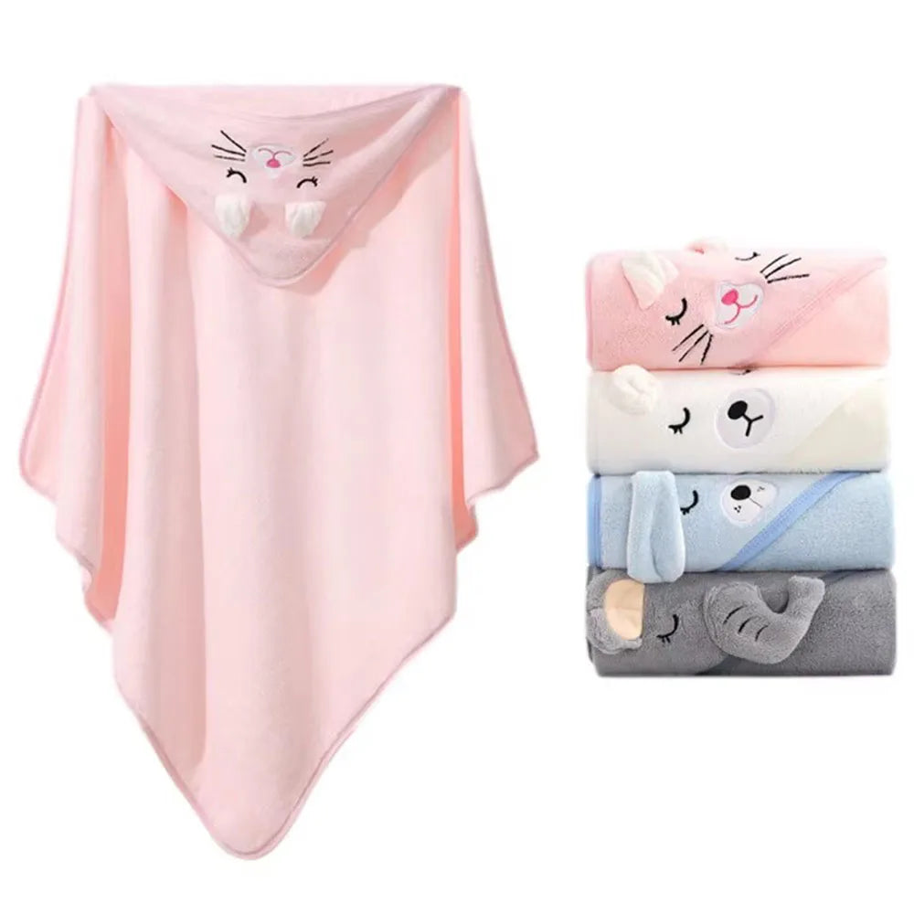 Cartoon Animal Hooded Soft Baby Bath Towel for Toddlers