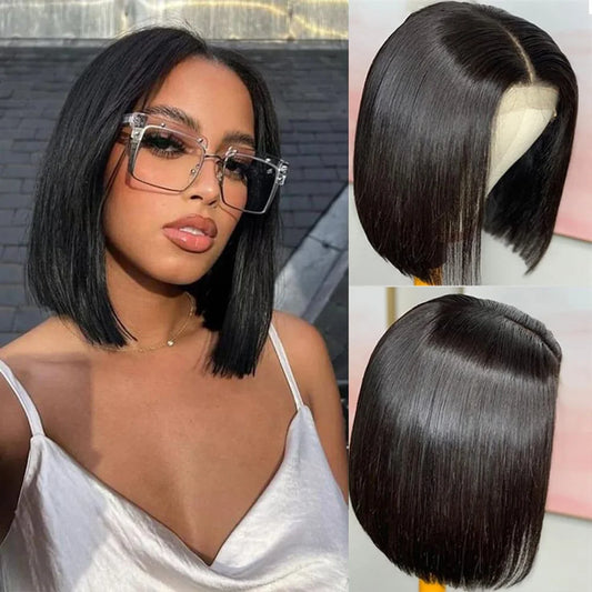 12 Inch Bob Wig For Women Human Hair 180 Density Lace Front