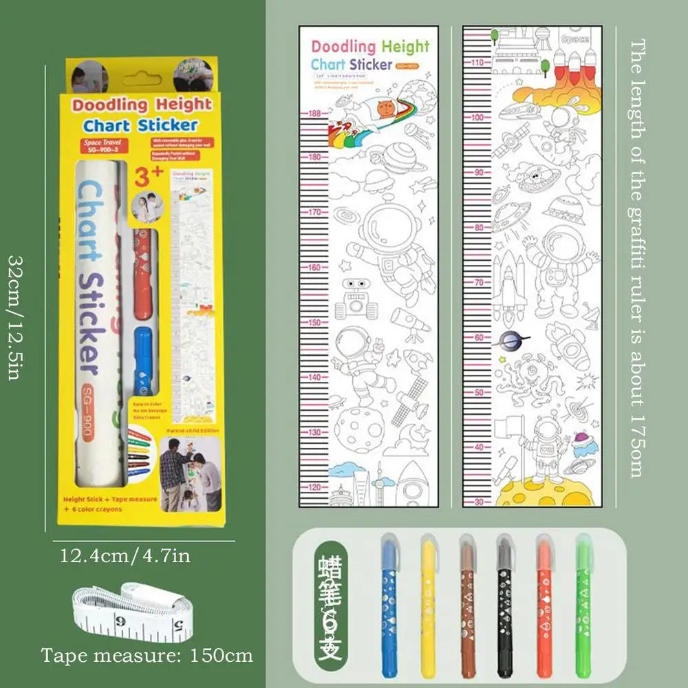 Kids Height Chart Doodling Ruler Wall Sticker Nursery