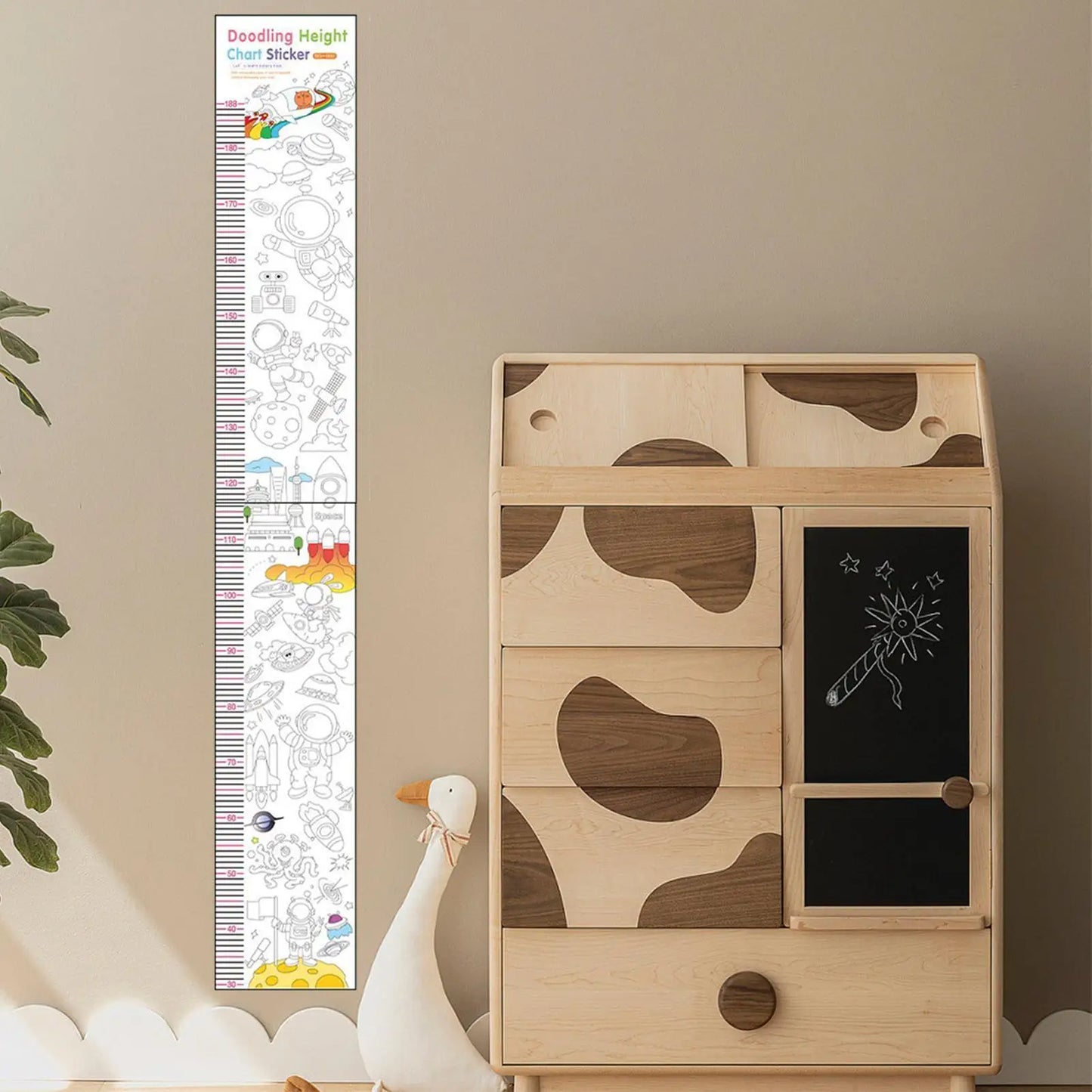 Kids Height Chart Doodling Ruler Wall Sticker Nursery