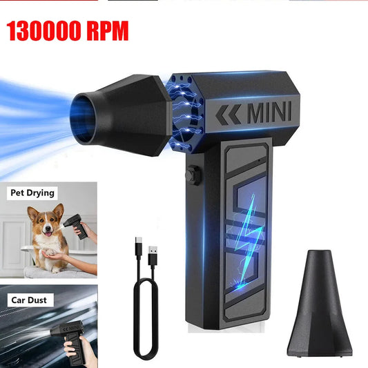 130000RPM Mini Air Duster Fan 80W Rechargeable Car Cleaning