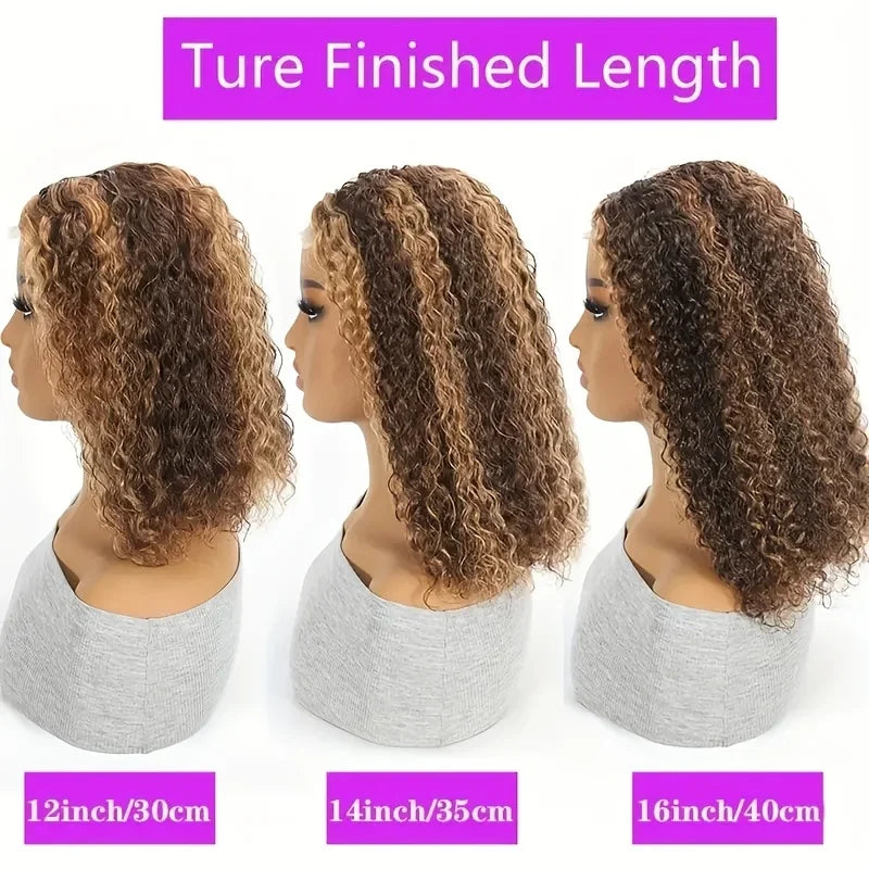 Water Wave 13x6 Curly Wig Short Bob Human Hair Lace Frontal