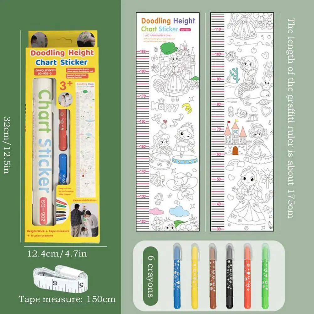 Kids Height Chart Doodling Ruler Wall Sticker Nursery