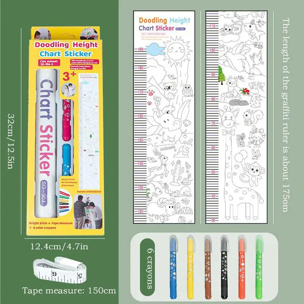 Kids Height Chart Doodling Ruler Wall Sticker Nursery