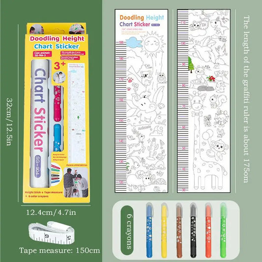 Kids Height Chart Doodling Ruler Wall Sticker Nursery