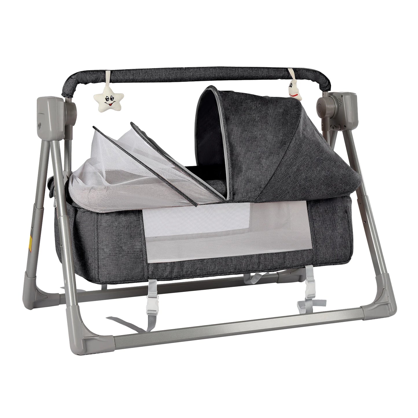 Gray Khaki Electric Baby Swing Bed With Automatic Rocking