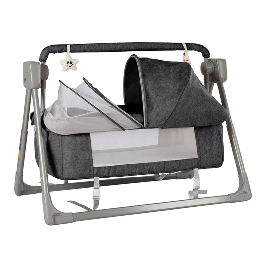 Gray Khaki Electric Baby Swing Bed With Automatic Rocking