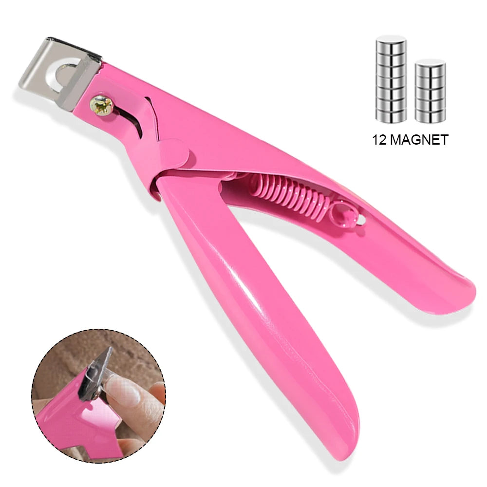 Acrylic Nail Cutter Stainless Steel Clipper Kit 12 Magnets