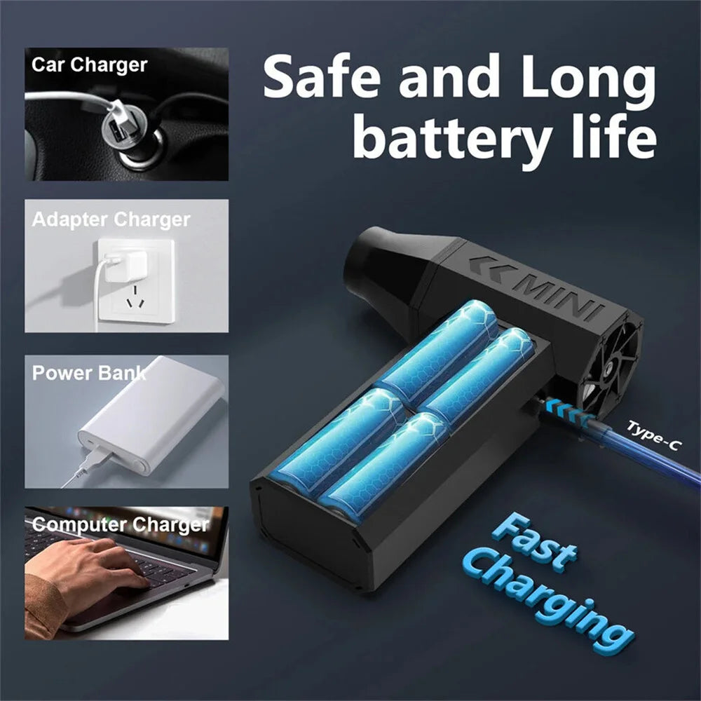 130000RPM Mini Air Duster Fan 80W Rechargeable Car Cleaning