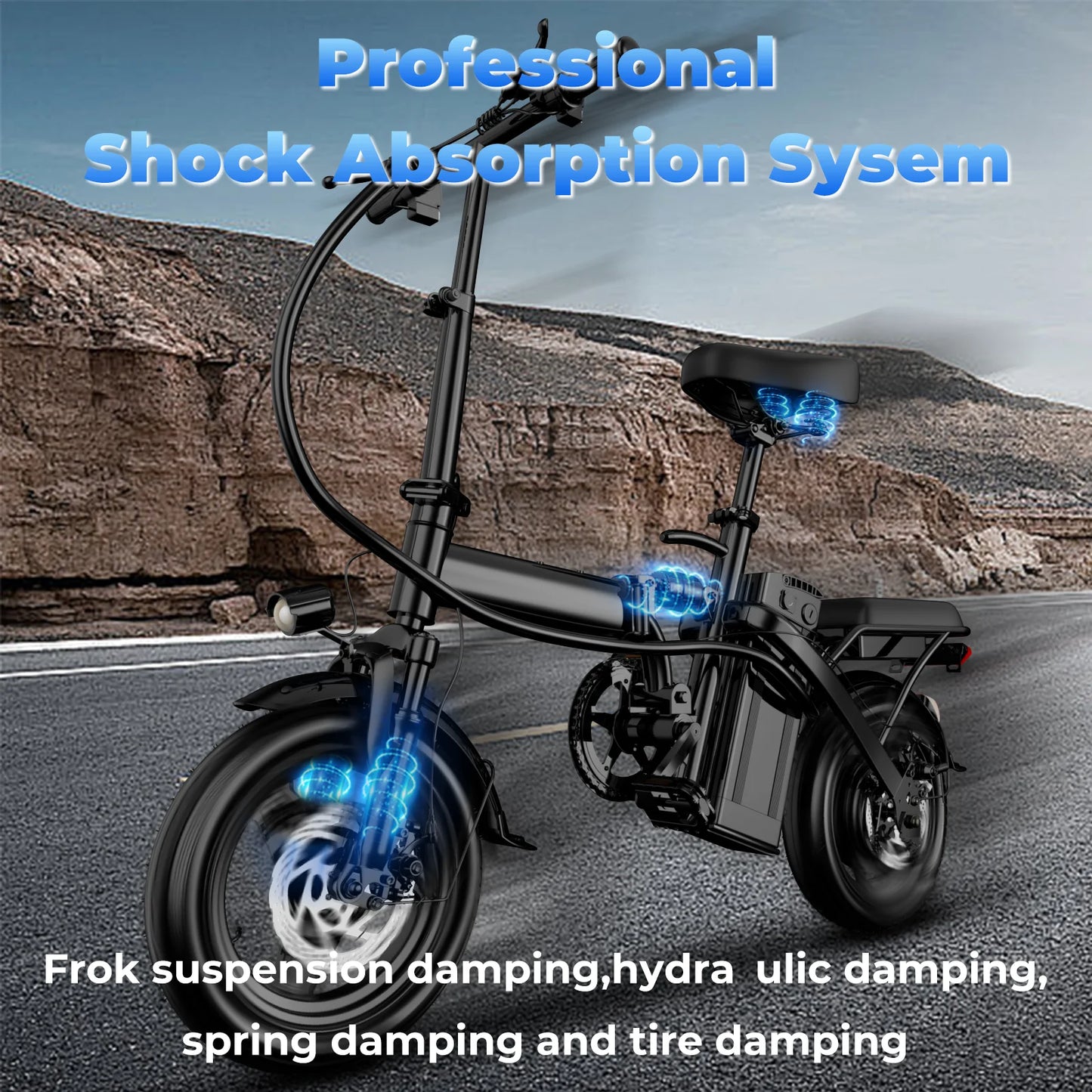 LELEKUAI 500W Folding Electric Bike 14 Inch 48V Battery