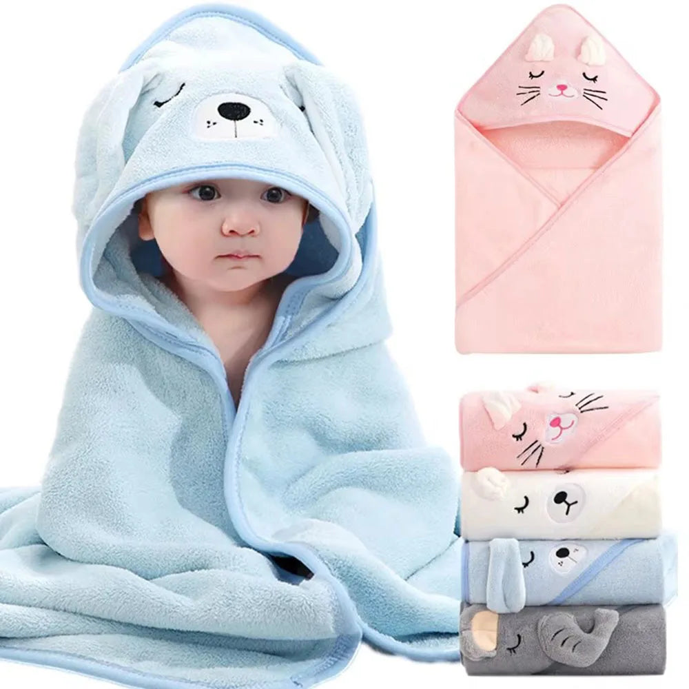 Cartoon Animal Hooded Soft Baby Bath Towel for Toddlers