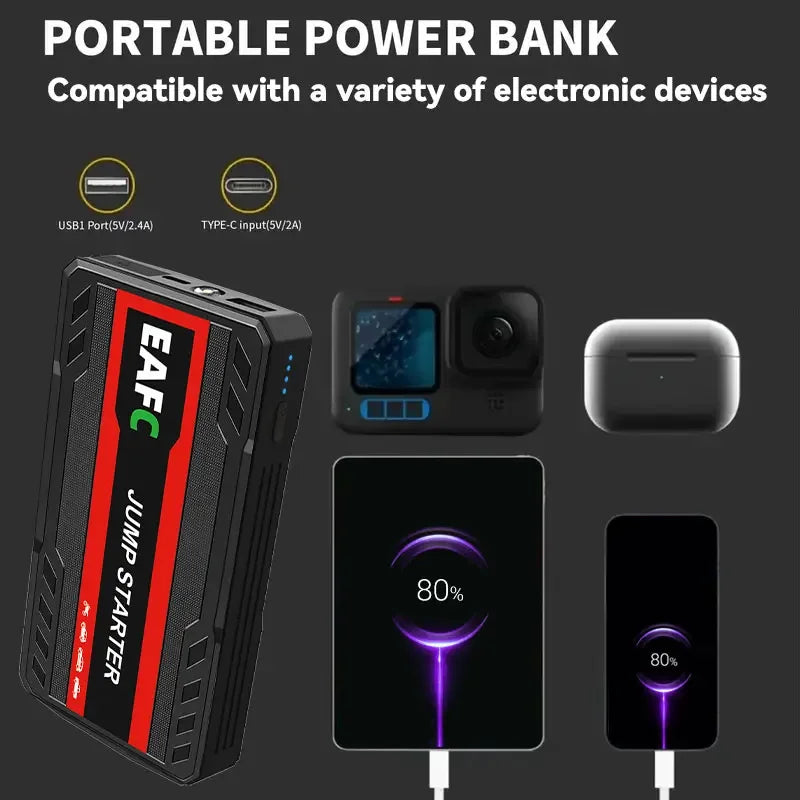 Power Bank 2000A And 600A Jump Starter 12V Car Charger