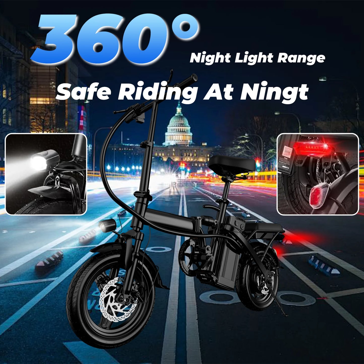 LELEKUAI 500W Folding Electric Bike 14 Inch 48V Battery