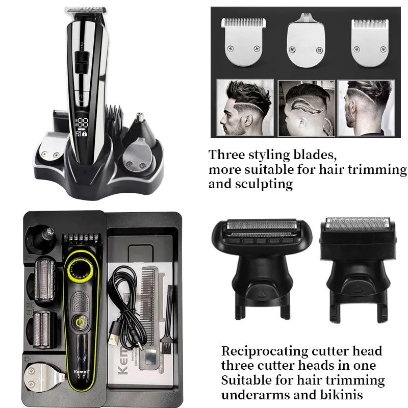 Kemei Electric Hair Clipper Kit Beard Trimmer For Men
