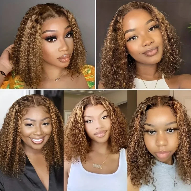 Water Wave 13x6 Curly Wig Short Bob Human Hair Lace Frontal