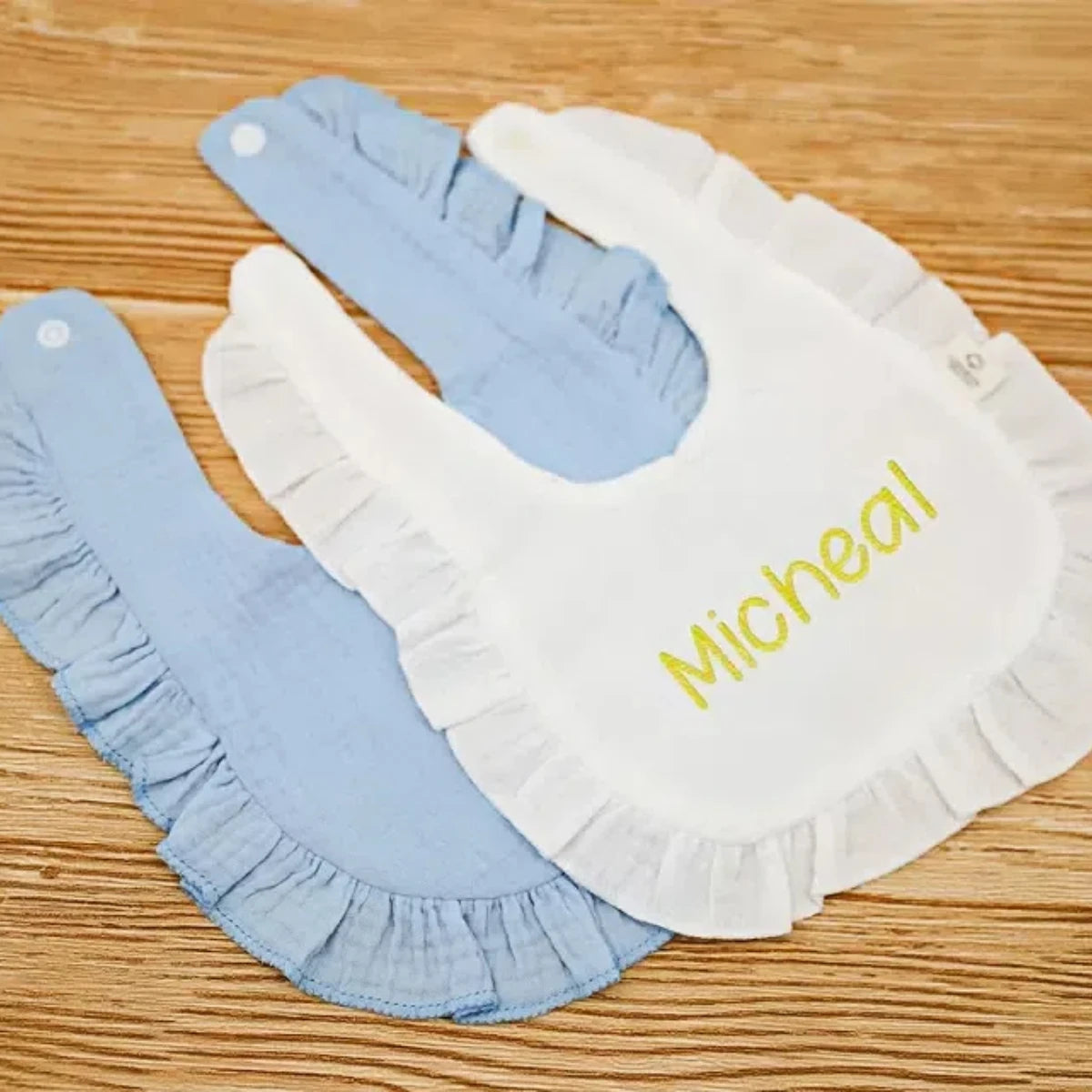 Personalized Name Embroidered Newborn Bib And Burp Cloth
